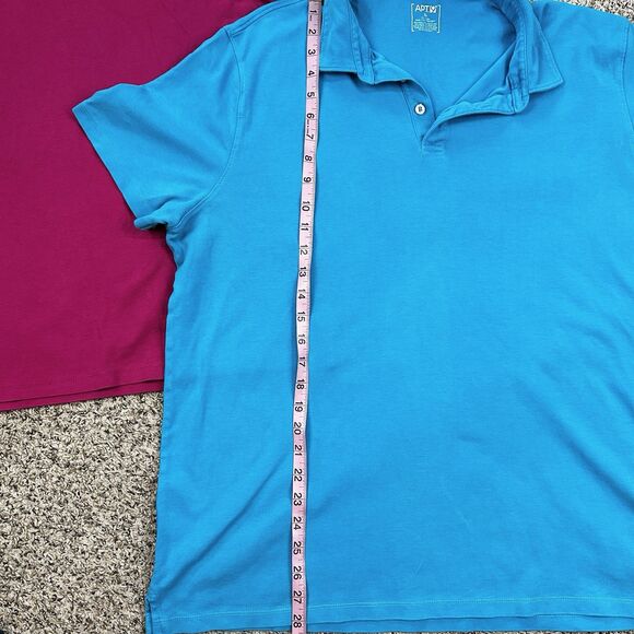 APT 9 Set of 2 Men's Short Sleeve Blue Pink Colored Polo Shirt Size XL Cotton - Picture 5 of 7